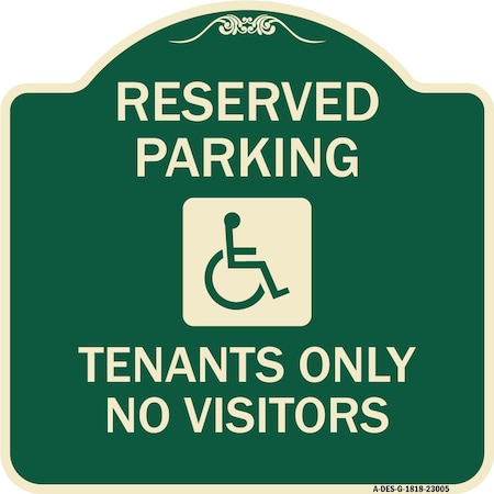 Signmission Reserved Parking Tenants No Visitors W/ Graphic Heavy-Gauge Aluminum Sign, 18" x 18", G-1818-23005 A-DES-G-1818-23005
